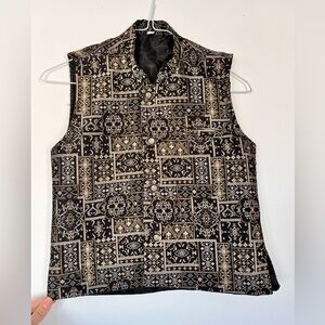 Beautiful Kids Black and Gold Patterned Vest